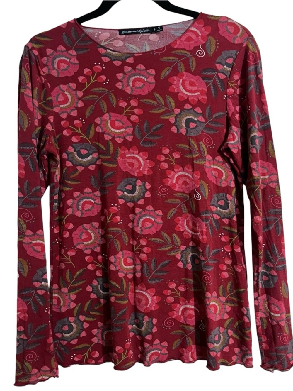 Gudrun Sjoden Micromodal Floral Crewneck Long Sleeve Tee Small